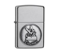 Encendedor Zippo a prueba de viento - Joiner, Street Chrome, Emblem - Recargable - Reutilizable - Diseño a prueba de viento - Caja regalo - Fabricado en Estados Unidos