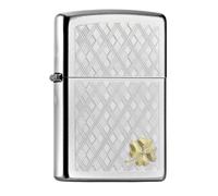 Encendedor Zippo Four Leaf Clover cromado trébol de cuatro hojasMechero de as...