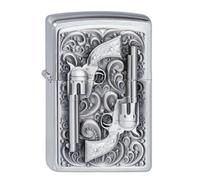 Encendedor Zippo revólver emblema cepillado cromo mechero