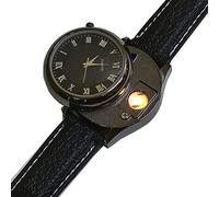 Encendedores USB 2 en 1, Cigarrillos Recargables para Fumar, Reloj de Pulsera para Hombres, Encendedor Eléctrico Sin Llama, Regalo Multifuncional para Hombres, Padre, Esposo,Black,Black