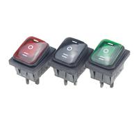 Encendido Apagado 12V/220V resistente 6 pines DPDT IP67 interruptor basculante de palanca marina for barco automático con LED 12V 220V 27x22mm 1 Uds(Blue,12V)