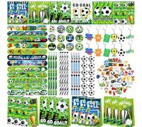 ENCETARDE Favores de fiesta de fútbol, decoraciones de cumpleaños de fútbol, bolsas de preferencia, llaveros, mini bloc de notas, pulseras para deportes, niños, niñas