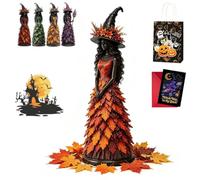 Enchanted Autumn Witch Figurine, Resin Halloween Statue for Mantel (#A,S)
