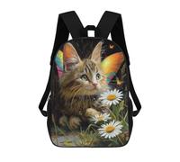 Enchanted Butterfly Cat Garden Mochilas Impresas En 3D Para Niños 17inch Mochilas De Moda Informales Para El Día A Día, Bolsas De Viaje, Mochilas Informales Para Exteriores Para Niños Y Niñas