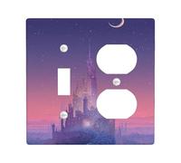 Enchanted Castle - Placas de cubierta para interruptor de luz/cubiertas de toma, diseño de fantasía violeta crepúsculo para acentos de pared, placas de pared termoplásticas, tamaño estándar dúplex