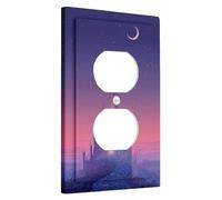 Enchanted Castle - Placas de cubierta para interruptor de luz/cubiertas de toma, diseño de fantasía violeta crepúsculo para acentos de pared, placas de pared termoplásticas, toma dúplex individual de