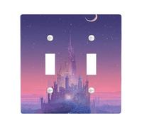 Enchanted Castle - Placas de cubierta para interruptor de luz/cubiertas de tomacorriente, diseño de fantasía violeta crepúsculo para acentos de pared, placas de pared termoplásticas, doble palanca de