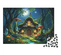 Enchanted Cottage Puzzle 1000 Piece Material reciclable Fairy Tale Forest Adult Jigsaws Family Gaming Time Props Interesante Juego Familiar for Mujeres 52x38cm/1000pcs