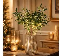 Enchanted Evergreen Olive Branch Twinkling Tree Lighted Lit Stems for Vases | Artificial Fake Pine Branches with Lights & Greenery for Indoor Decor Christmas DIY Seasonal Centerpieces(5 branches)