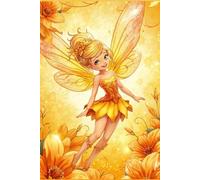 Enchanted Fairy Journal for Girls - Softcover Writing Notebook & Diary with Vibrant Orange, Yellow & Gold, Glowing in Floral Garden - 80 Lined Pages, 6” x 9”