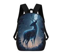 Enchanted Forest Deer Moonlit Night Mochilas Impresas En 3D Para Niños, Mochila Escolar, Mochila Informal Para Exteriores, Mochila Informal De Moda Para Niños, Lindas Bolsas De Viaje 17inch