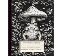 Enchanted Forest Frog Composition Notebook | Vintage Botanical Mushroom Wood-cut Style Journal | College-Ruled