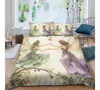 Enchanted forest Funda de Edredón Microfibra 3 Piezas Impresión 3D Cierre de Cremallera Oculta Enchanted bosque Funda Edredon Fundas de Almohada Lavables Transpirable for niños Single（135x200cm）