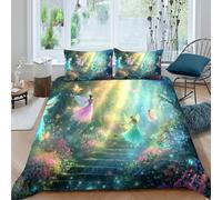 Enchanted Forest Funda de Edredón Microfibra 3 Piezas Impresión 3D Cierre de Cremallera Oculta Enchanted Bosque Funda Edredon Fundas de Almohada Antialérgica Antibacteriana for niños King（220x240cm）