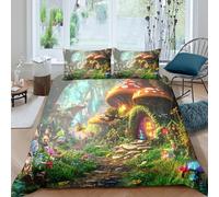 Enchanted forest Funda Edredon Microfibra 3 Piezas Compuesto Impresión 3D Cierre de Enchanted bosque Funda de Edredón Funda de Almohada a Juego Lavables Transpirable for niña Super king（260x220cm）