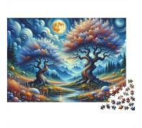 Enchanted Forest Moonlit Scene Puzzles Imposible,desafío for Adults Entretenimiento Creativo 1000 Piezas Obra De Arte De Juego De para Adultos Y Niños 38x26cm/1000pcs