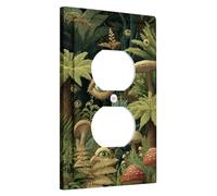 Enchanted Forest - Placas de cubierta para interruptor de luz, cubiertas de tomacorriente, criaturas del bosque verde terroso para decoración del hogar, placas de pared termoplásticas, salida dúplex