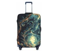 Enchanted Forest Skull Path Fundas de equipaje de viaje - Fundas protectoras elásticas para maletas de 18 a 32 pulgadas, Negro -, X-large
