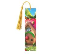Enchanted Forest Strawberry Cottage - Marcapáginas de madera con impresión de doble cara, 5 piezas, regalos para mujeres para amantes de los libros, accesorios geniales para cuadernos, regalos de