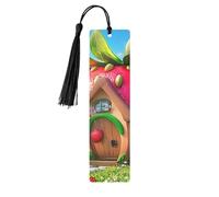 Enchanted Forest Strawberry Cottage - Marcapáginas de madera con impresión de doble cara, 5 piezas, regalos para mujeres para amantes de los libros, accesorios geniales para cuadernos, regalos de
