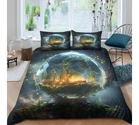 Enchanted forest style Funda de Edredón Microfibra 3 Piezas Impresión 3D Cierre de Enchanted bosque estilo Funda Edredon Fundas de Almohada Antialérgica Antibacteriana for niños Single（135x200cm）