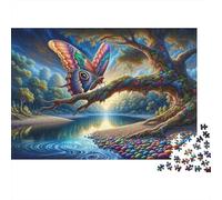 Enchanted Forest with Butterfly Puzzle Imposible,desafío for Adults Entretenimiento Creativo 1000 Piezas Obra De Arte De Juego De para Adultos Y Niños 38x26cm/1000pcs