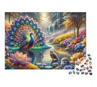 Enchanted Forest with Peacock Puzzle Imposible,desafío para Adultos Entretenimiento Creativo 1000 Piezas Obra De Arte De Juego De para Adultos Y Niños A Partir De 12 Años 70x50cm/1000pcs