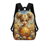 Enchanted Garden with Girl And Bees Mochila Escolar Infantil De 17 Pulgadas, Impresa En 3D, Estilo Casual, Para Niños, Ideal Para Viajes, Como Mochila Escolar O Para Llevar Libros.