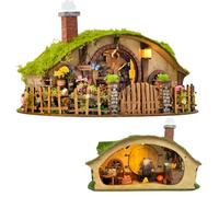 Enchanted Hill Cottage Mystic Hollow House - Kit de casa de muñecas en miniatura, modelo de estilo medieval con jardín y chimenea, diseño abierto de doble cara para adultos