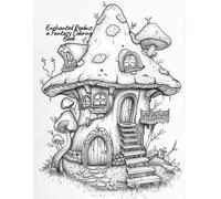 Enchanted Realms: A Fantasy Coloring book of Magical Creatures and Mushroom Houses