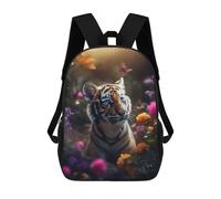 Enchanted Valley of Colors Mochila escolar ligera casual para niños/niñas/adolescentes, Magical Tiger Garden, 17"