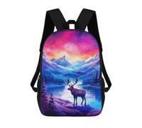 Enchanted Winter Landscape with Elk Mochila Infantil Escolar Para Niños Con Estampado 3D De Dibujos Animados, Mochila Escolar Para Estudiantes, Mochila Para Portátil Para Niños Y Niñas 17inch