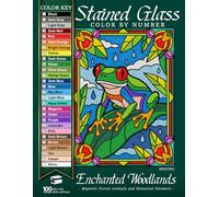Enchanted Woodlands Stained Glass Color by Number: Majestic Forest Animals and Botanical Wonders