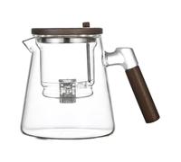 Enchanti Tea Pot, Press Teapot with Strainer, Teapot with Wooden Handle, 750ml Teapot for Loose Tea, Tea Water Separation Teapots for Tea Water Separation (Gray, Transparent)