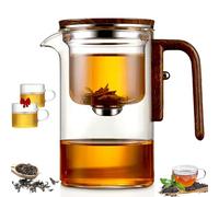 Enchanti Tea Pot, Witchcraft Teapot, Enchantipot Magic Tea Pot, Magic Teapot with Infuser, Water Separation Glass Teapot with Wooden Handle, Glass Teapot with Strainer (500ml/17.6oz)