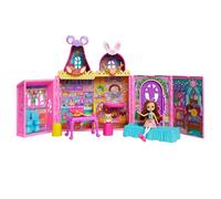 Enchantimals Casita para divertirse con amigas, Muñeca con casa de muñecas con 7 áreas de juego, muebles, orejas para personalizar y accesorios, juguete regalo para niños y niñas +4 años, HXL53