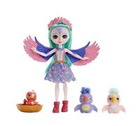 Enchantimals City Tails Main Street Familia de Loros Muñecas Filia Finch y Sus Hermanas, con Mascotas y Accesorios, Juguete +4 años (Mattel HKN15)