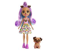 Enchantimals City Tails Main Street Penna Pug y Trusty Muñeca con Mascota Perro Pug, Juguete +4 años (Mattel HKN11)