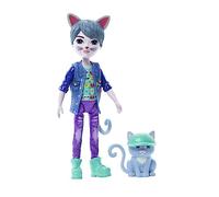 Enchantimals Glam Party Cole Cat y Claw Muñeco y Mascota, Personaje Gato con Ropa y Accesorios Intercambiables, Regalos para niños y niñas, HNT59