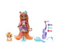 Enchantimals Glam Party Guepardo Muñeca Guepardo con Pelo extralargo, Mascota y Accesorios para peinar, Juguete +4 años (Mattel HNV30)