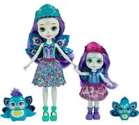 Enchantimals Hermanas Patter y Piera Peacock Muñecas con Mascotas Pavo Real de Juguete, Regalo para niñas y niños +4 años (Mattel HCF83)