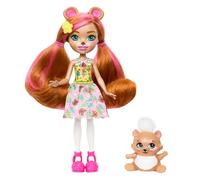 Enchantimals Muñeca Beloxie Bear con coletas y falda y mascota oso Fixie, juguete +4 años (Mattel HTP81)