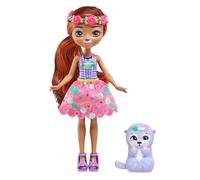 Enchantimals Muñeca Oneda Otter con Mascota Nutria Kelpie, Falda Rosa y Corona de Flores, colección Sunshine Island, Juguete +4 años (HXB98)