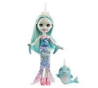 Enchantimals-Naddie Narwhal y Sword Muñeca con Mascota, Multicolor (Mattel GJX41)