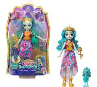 Enchantimals Royal Reina Paradise y Rainbow, muñeca Pavo Real con Mascota de Juguete (Mattel GYJ14)