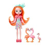 Enchantimals Sunshine Beach Muñeca Florinda Flamingo y Familia de flamencos Mascotas con Accesorios, Juguete +4 años (Mattel HRX85)