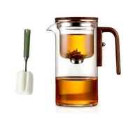 Enchantipot Magic Tea Pote Enchanti Tea Pot, Vaso de Separación de Agua con Mano de Madera, Teapot de Control por Presión para Té Libre, Tejedura de Sazón (520 Transparente)