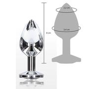 Enchufe anal de metal con piedra dilatadora media butt consolador liso portátil