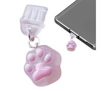 Enchufe antipolvo para puerto de carga, Tapones antipolvo tipo C, Enchufe para puerto de carga antipolvo Cat, Fácil de enchufar, Portabilidad mejorada, 3x2x1cm, Blánco/Transparente para teléfonos