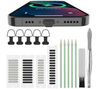 Enchufe antipolvo USB C, para teléfonos con puerto de carga USB tipo C, tapa antipolvo USB C, kit de cepillo de limpieza para teléfono con malla de altavoz y accesorios de montaje, 56 piezas en total